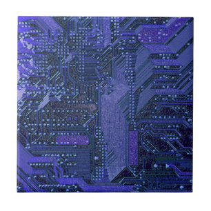 Carreau Blue Cyber Circuit Board Tech Art Electronique