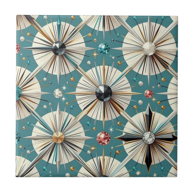 Carreau Blue Diamond Mid Century Modern  (Devant)
