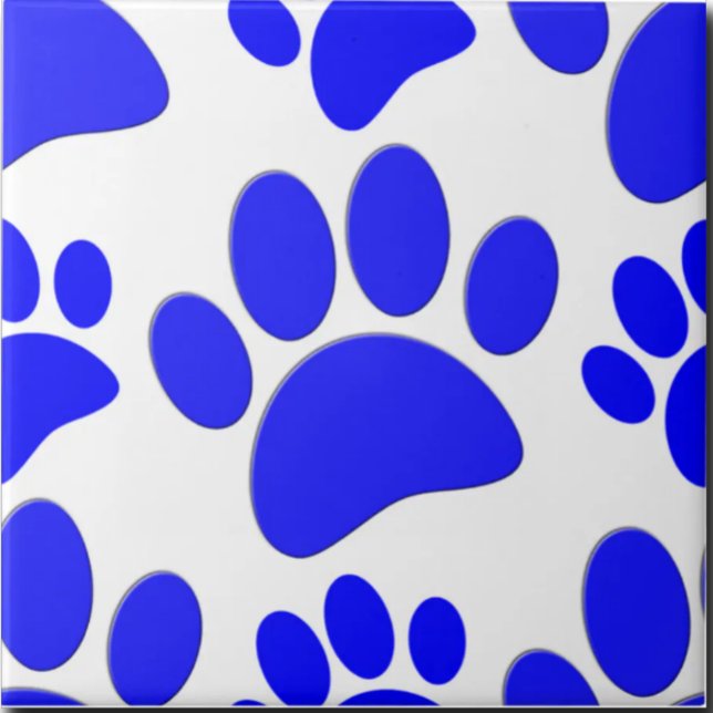 Carreau Blue Dog Paw Print Cute Puppy Ceramic Tile (Créateur téléchargé)