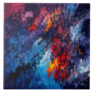 Carreau Blue Ember Blue Rouge Art Abstrait contemporain