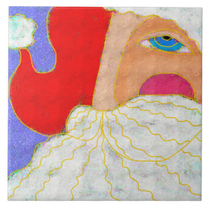 Carreau Blue Eyed Santa Claus Art Abstrait