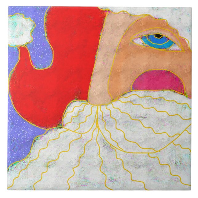 Carreau Blue Eyed Santa Claus Art Abstrait (Devant)