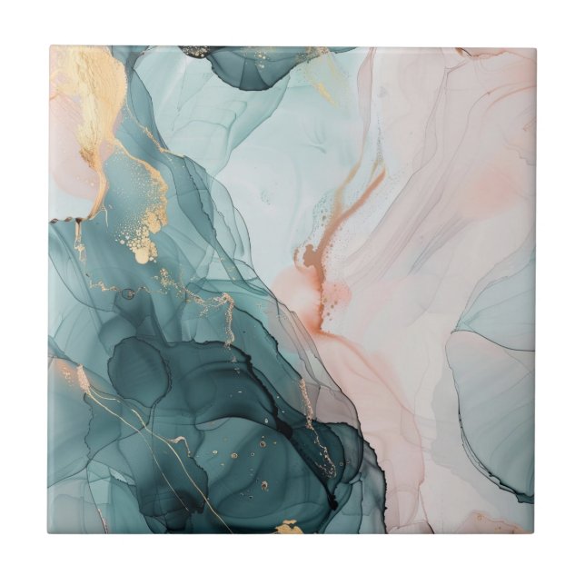 Carreau Blue, Green, Pink Marble Effect Ceramic Tile (Devant)