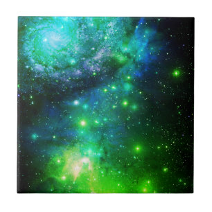 Carreau Blue Green Space Stars Galaxy
