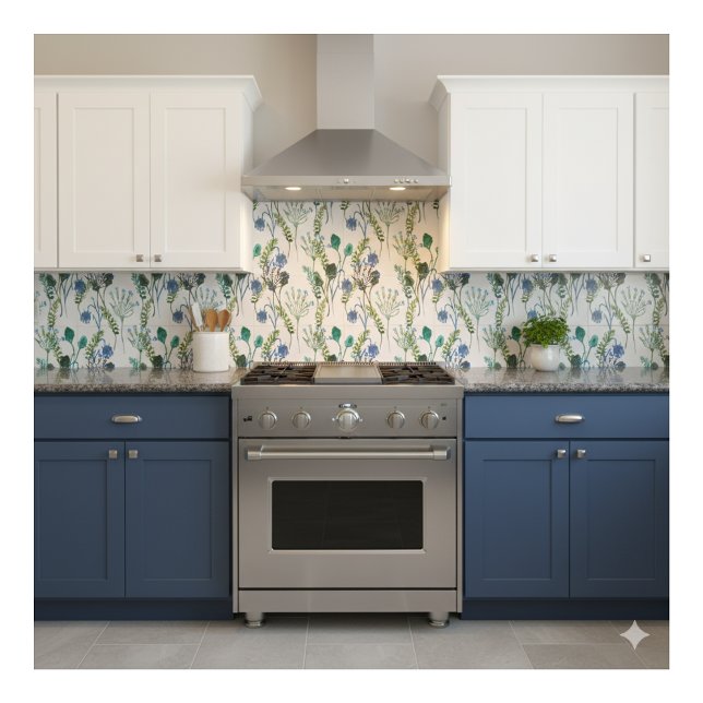 Carreau Blue Green Watercolor Wildflower Ceramic Tile (Créateur téléchargé)