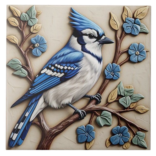 Carreau Blue Jay - Art Et Artisanat Carrelage En Céramique (Devant)