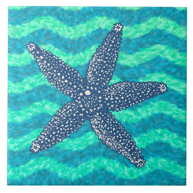 Carreau Blue Lagoon Nautical Starfish Design (Devant)