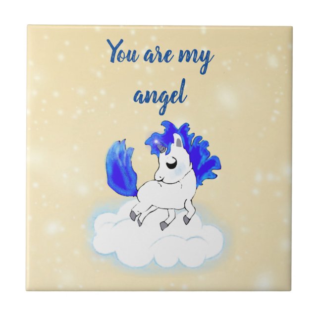 Carreau Blue Magical and funny little unicorn (Devant)