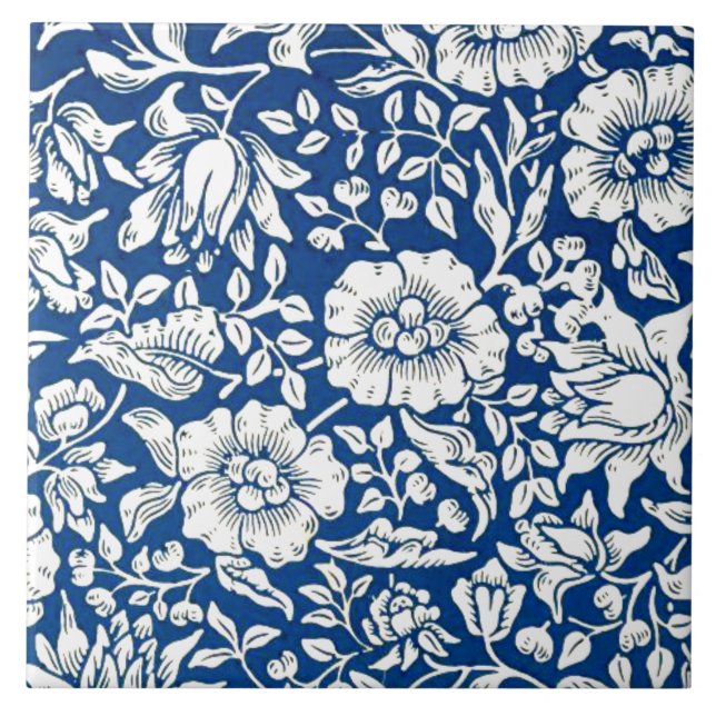 Carreau Blue Mallow, motif vintage, (Devant)