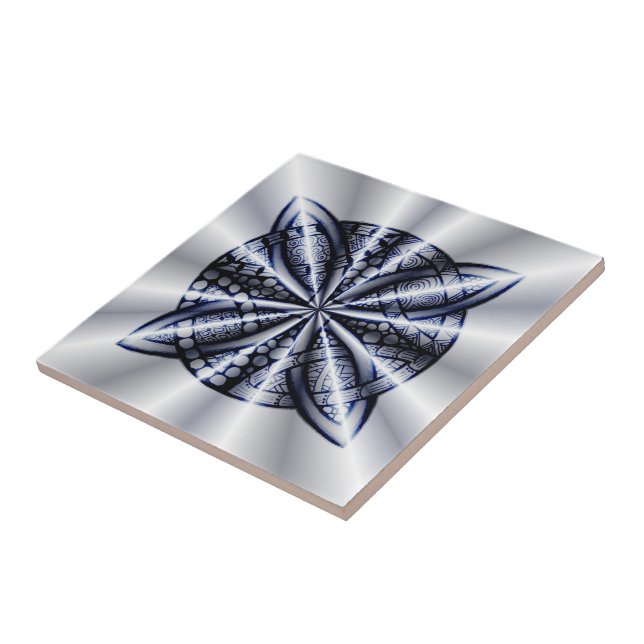 Carreau Blue Metallic Celtic Knot Art original (Côté)
