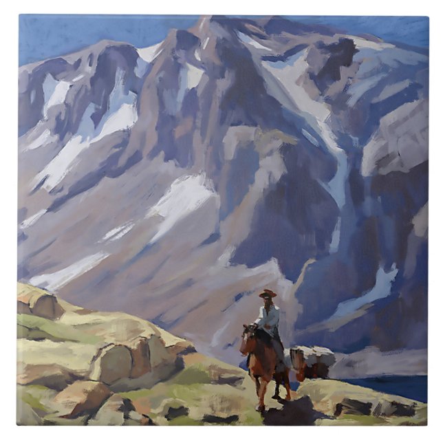 Carreau "Blue Mountain Rider" par Edgar Payne (Devant)