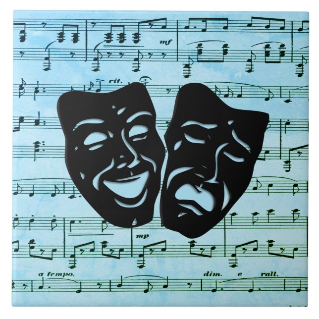 Carreau Blue Music Art unit les masques de théâtre (Devant)