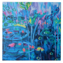 Blue Nature Floral Abstrait