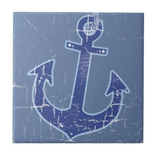 Carreau Blue Nautical Sailor Ancre