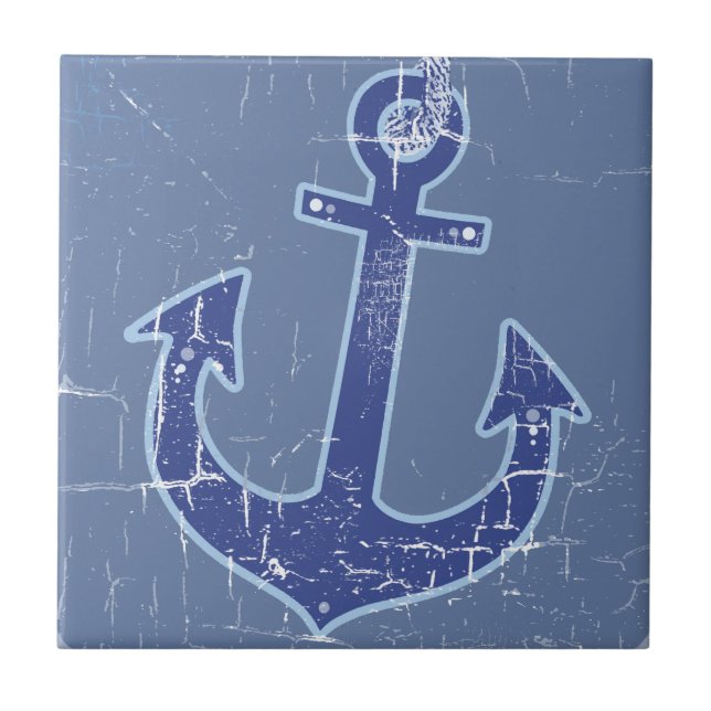 Carreau Blue Nautical Sailor Ancre (Devant)