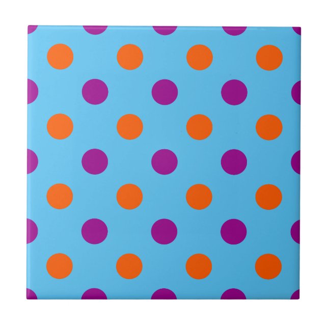 Carreau Blue Purple Orange Polka Dot Pattern (Devant)