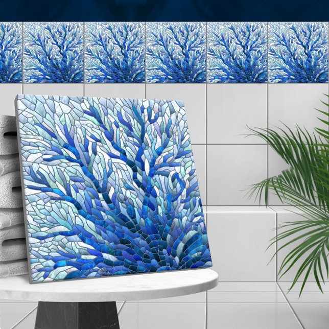 Carreau Blue Sea Fan Coral mosaïque art (Créateur téléchargé)