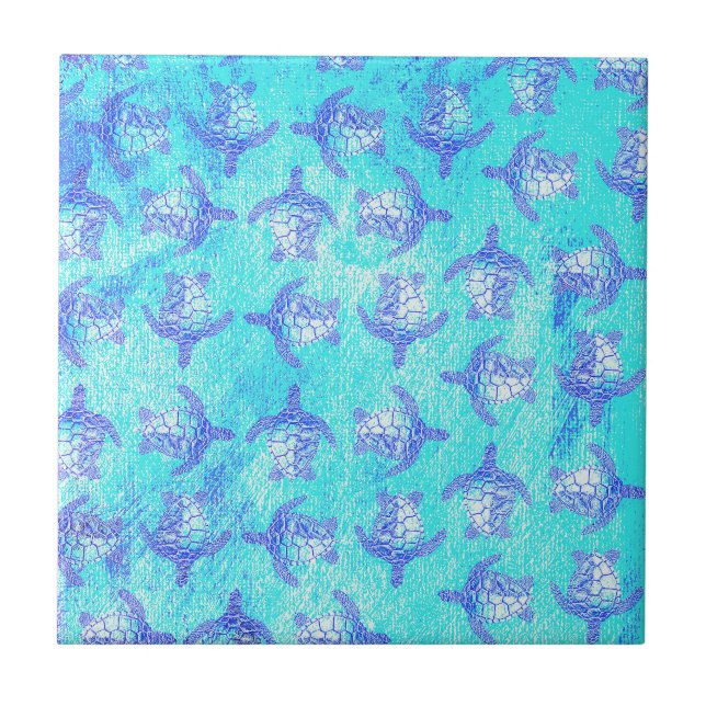 Carreau Blue Sea Turtle Print (Devant)