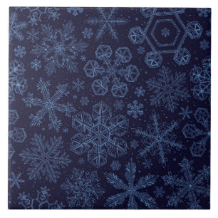 Carreau Blue Snowflakes on blue