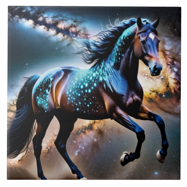 Carreau Blue Stars Galaxy Horse (Devant)