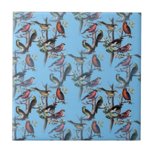 Carreau Blue Vintage Art Birds accessoires motif LeahG