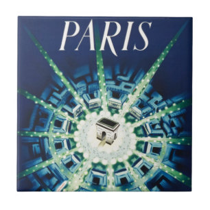 Carreau Blue Vintage Paris French Air Travel Europe