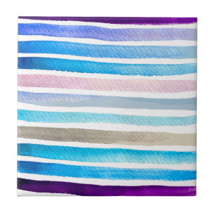 Carreau Blue watercolor stripes painted