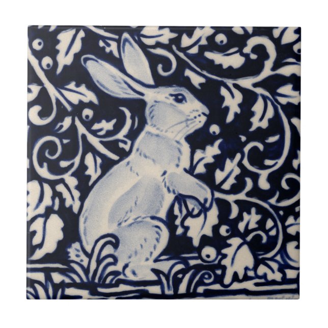 Carreau Blue White Rabat Floral Vine Chinoiserie Cobalt (Devant)