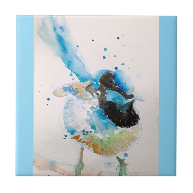 Carreau Blue Wren Wrens Aquarelle Bébé Bleu Australien (Devant)