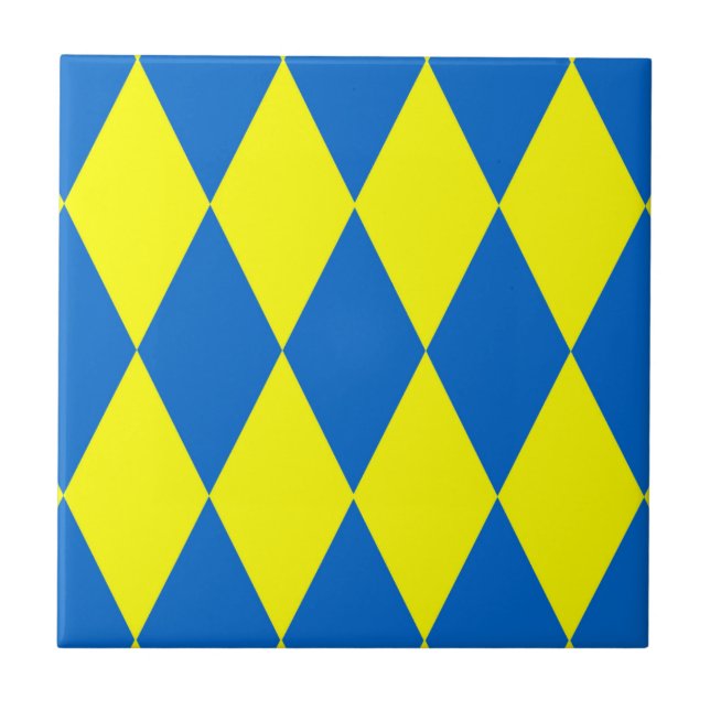 Carreau Blue Yellow Harlequin Checkered Design  (Devant)