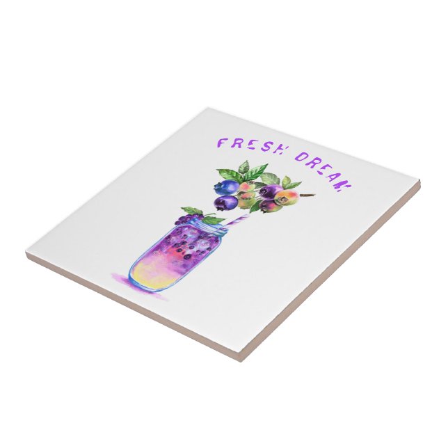 Carreau Blueberry Juice Cool Drink Fruits Ceramic Tile (Côté)