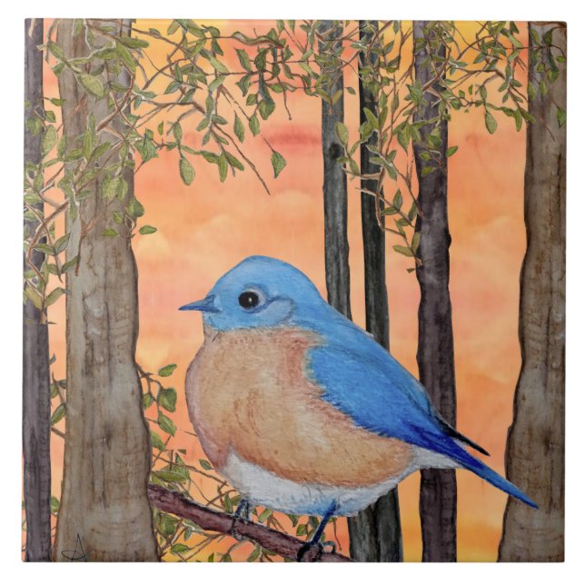 Carreau Bluebird Ceramic Tile, Large (Devant)