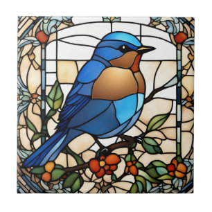 Carreau Bluebird Faux Vitrail Oiseau bleu