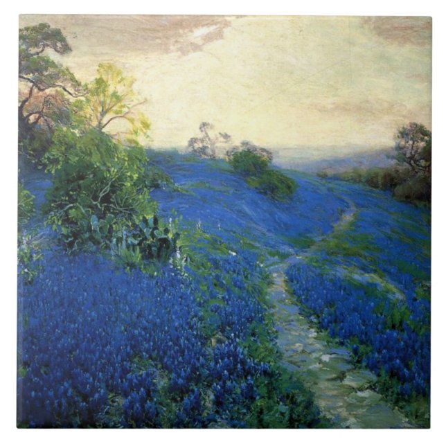 Carreau Bluebonnet Field, tableau de Julian Onderdonk, (Devant)