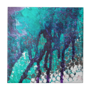 Carreau Blues d'encre déversées