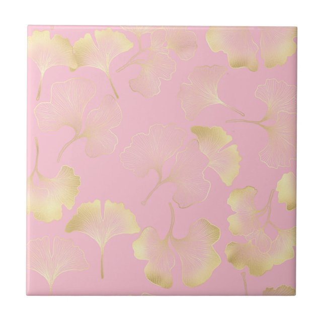 Carreau Blush Ginkgo Luxe – Botanique Or sur Rose (5) (Devant)