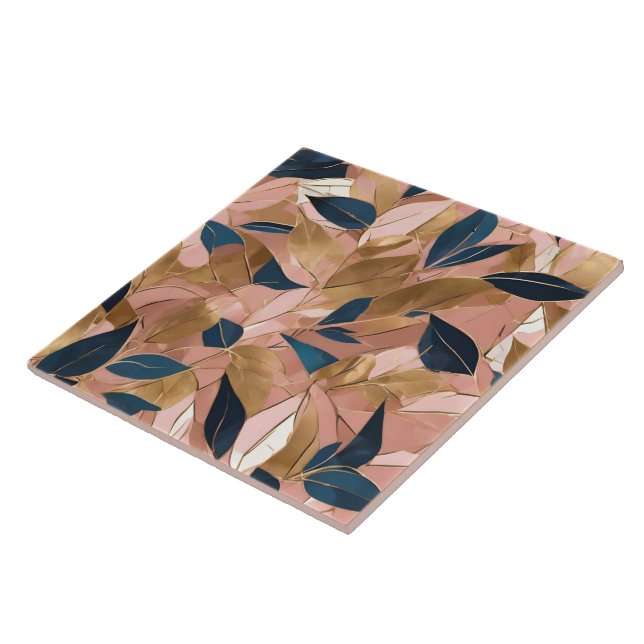 Carreau Blush Pink Gold Boho Collection Feuille populaire (Côté)