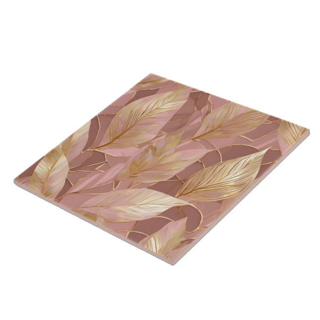 Carreau Blush Pink Gold Boho Modern Leaves Collection (Côté)