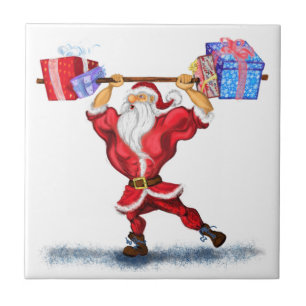 Carreau Bodybuilder Père Noël Funny Christmas Carrelage en