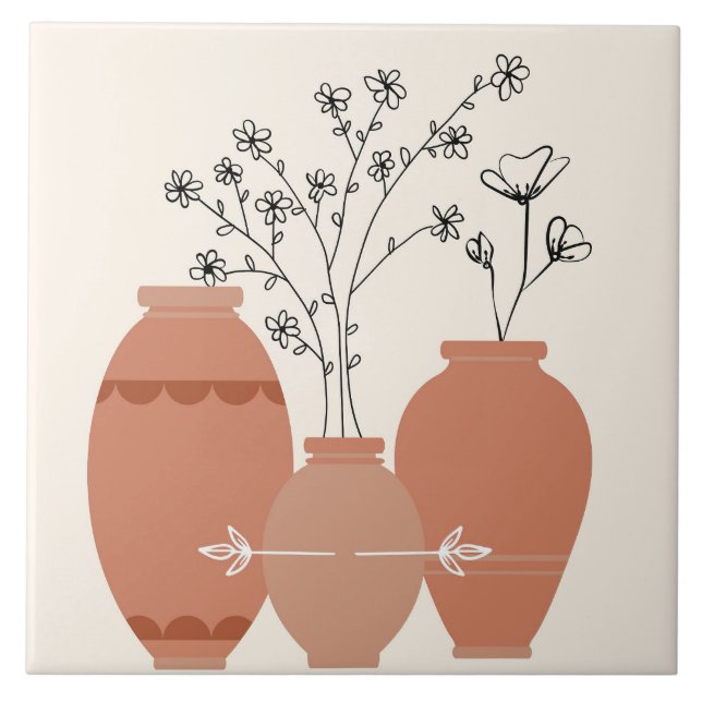 Carreau Bohème Bohémien Art Planters Abstraits en terre cu (Devant)