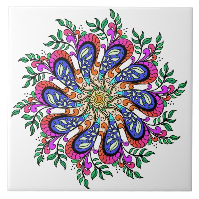 Carreau Bohémien Mod Floral Mandala (Devant)