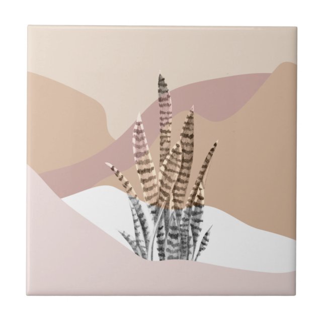 Carreau Boho Abstrait Moderne Succulent (Devant)
