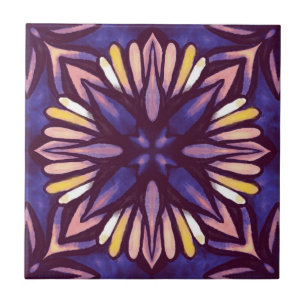 Carreau Boho Blossom : Motif Floral Artistique Violet