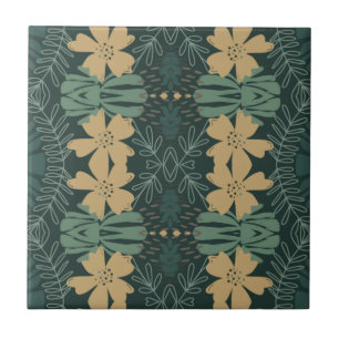 Carreau Boho Botanique Sage Vert Jaune Motif