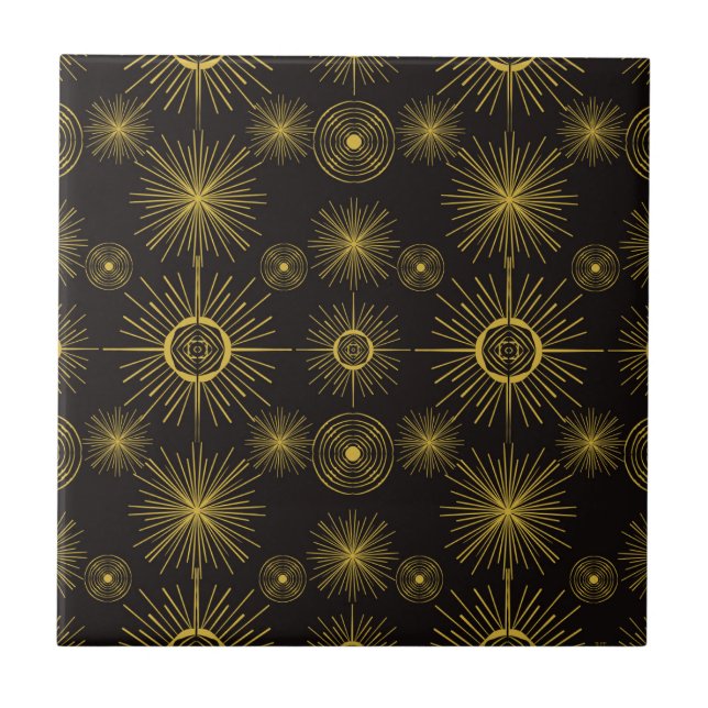 Carreau Boho Celestial Sun Stars Motif noir (Devant)