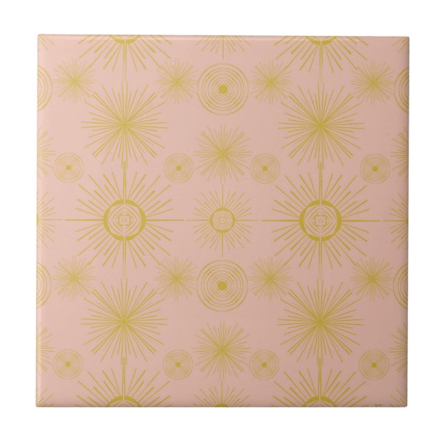 Carreau Boho Celestial Sun Stars Motif rose (Devant)