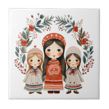 Boho Christmas Girls Scandinavian Folk Art