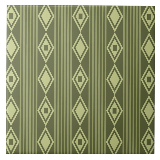 Carreau Boho Diamonds Stripes Olive Green (Devant)