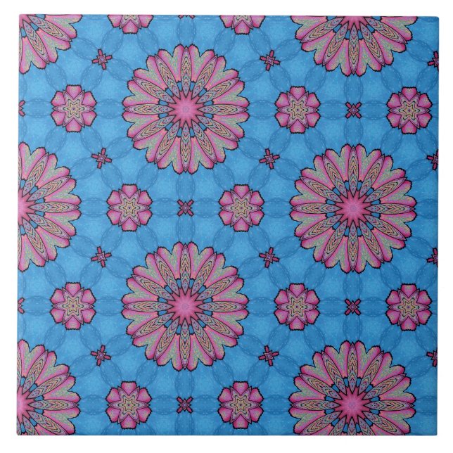 Carreau Boho floral rose (Devant)