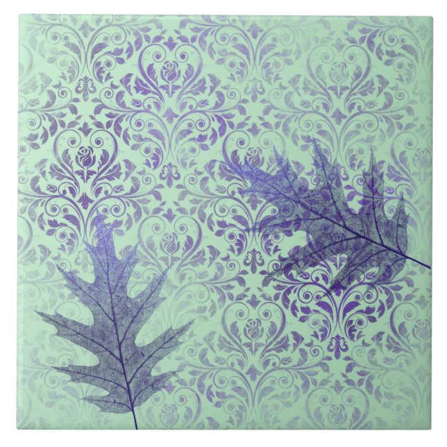 Carreau Boho Green Purple Feuilles (Devant)